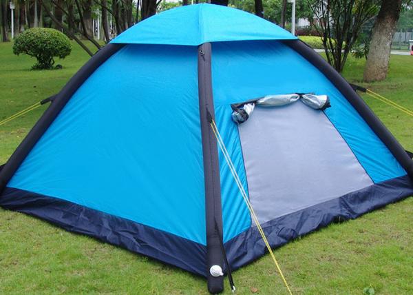 Tenda de acampamento de poliéster inflável para o exterior, à prova d'água, 190T 210*210*135CM 2 pessoas