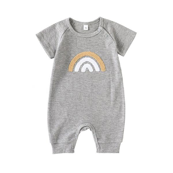 0-24 Months Baby Boys Girls Clothes Jumpsuit Infant Short Sleeve Baby Cotton Clothing Rompers Rainbow Embroidered Jumpsu