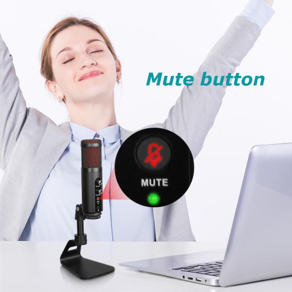 Desktop live broadcast XLR Condenser Mic USB Microphone With Pop Filter