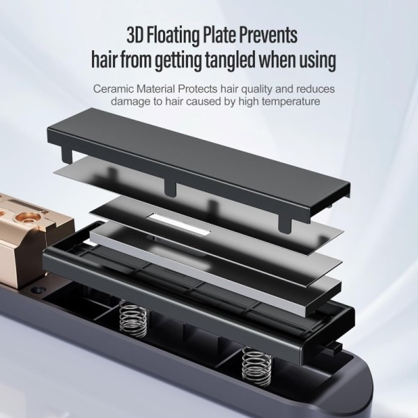 2-in-1 Cordless Hair Straightener & Curler LCD Display Travel Safe Ceramic Plates for Fine to Thick Hair Household Use