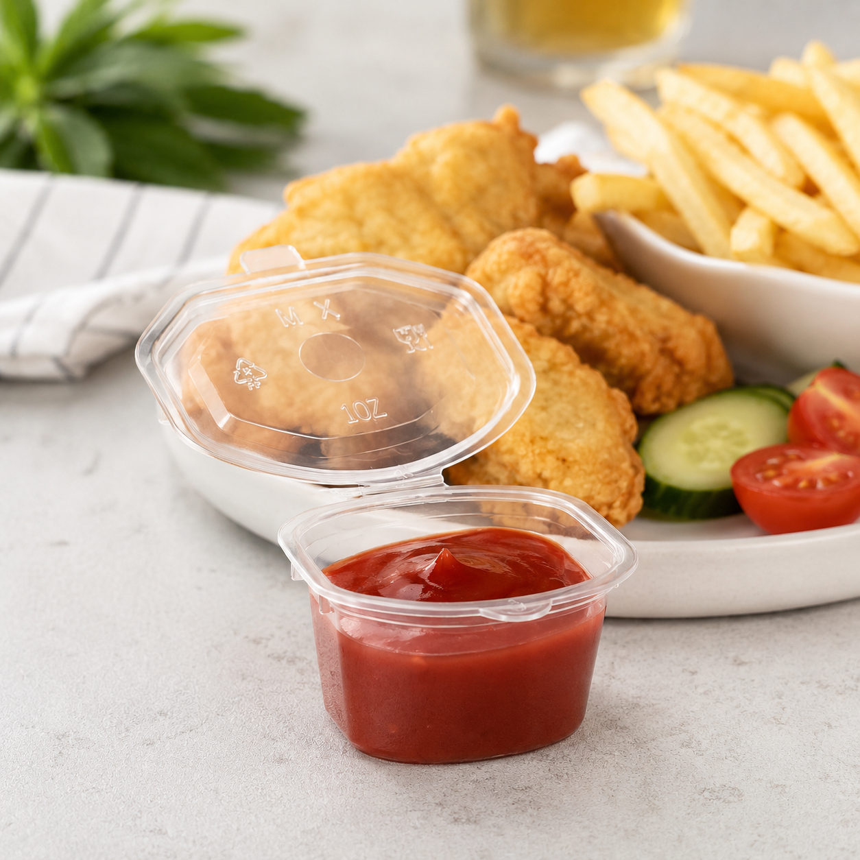 25ml Clear PP Leak Resistant Disposable Sauce Container for Tastings Dressings