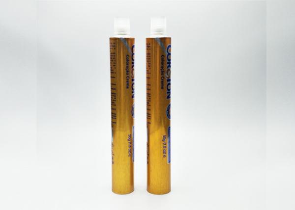 Hair Coloring Aluminum Cosmetic Tubes 25MM Diameter With Glossy Ground Coating