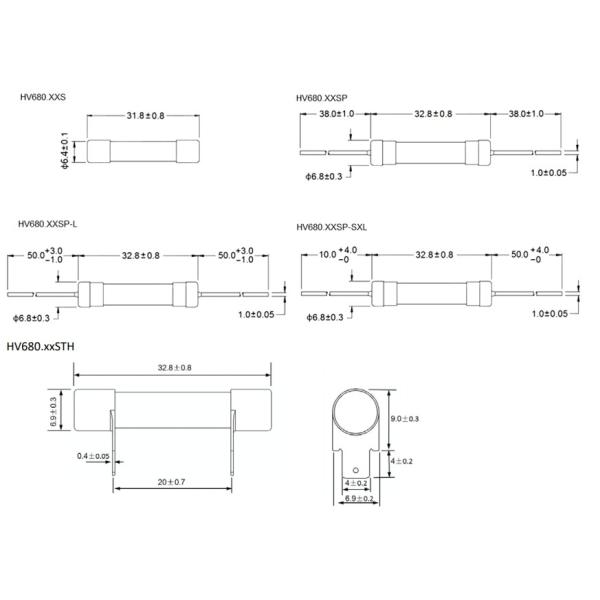 500VAC / DC 6x32mm 30 Amp Ceramic Fuse High Surge Current Protection HV680-S Series