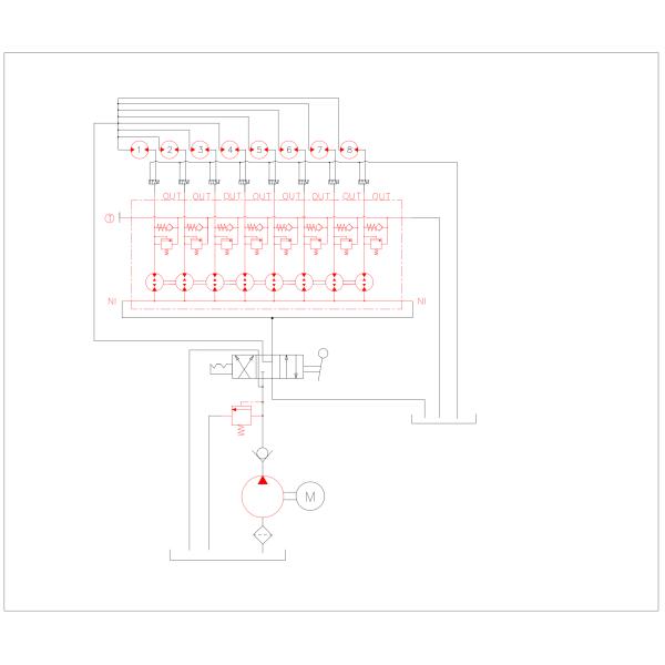 8-way Hydraulic Flow Distributor with 8 pressure 3-way Ball Valves and Manifold Block
