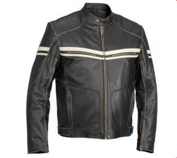 Waterproof PU Leather Mens Flight Jacket Fashionable Zippered With Woven Label
