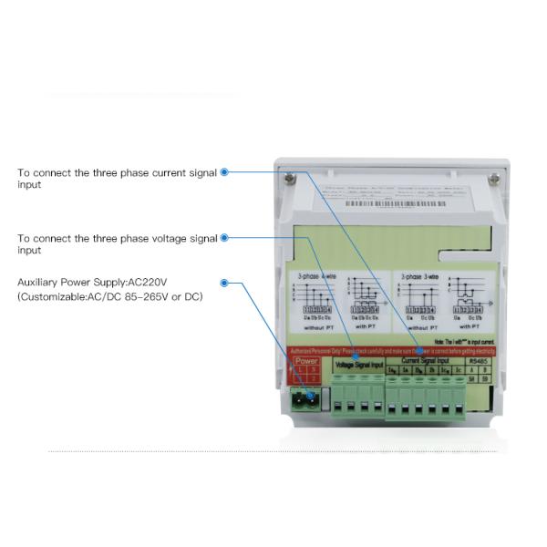 Three  phase multi amp volt Hz digital panel Meter support RS485 11kv panel power meter