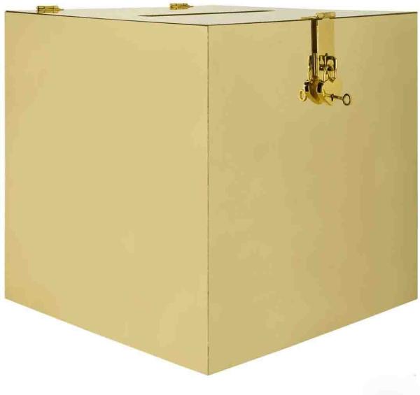 Golden Acrylic Box Mirror Ballot Perspex Wedding Card Clear Plastic Donation Box