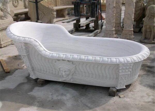 Bathroom Natural Stone Bathtub Hand Carved Adult Backrest Marble Bathtub
