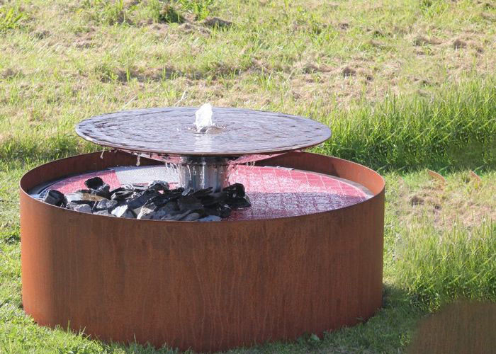 Фонтан особенности воды Кортен круглого каскада водопада стальной для сада