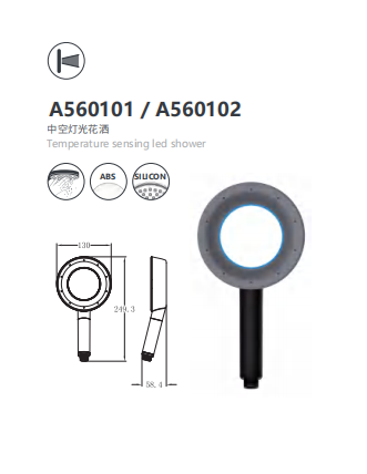 Temperature Sensing High Pressure Led Shower Head Blackened Version Guarantee 1 YEAR
