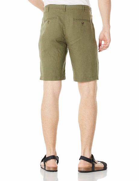 Standard Fit Army Green Mens Linen Shorts Drawstring Casual Style OEM