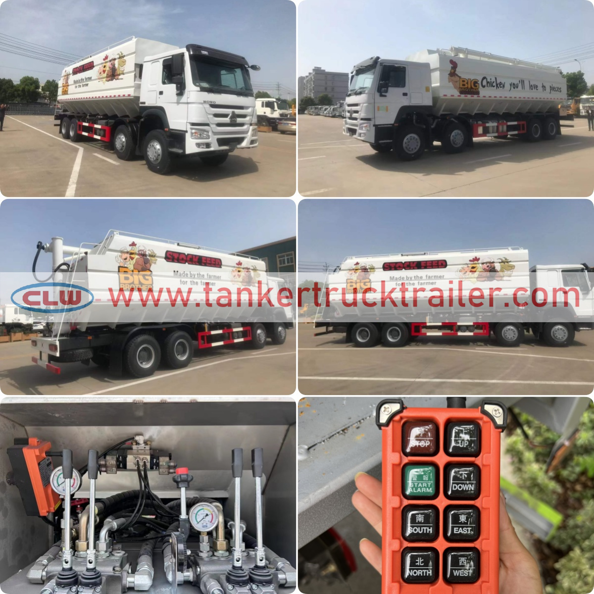 Sinotruk HOWO 8X4 40CBM 20tons Hydraulic Driven Bulk Feed Truck for Feed Mill