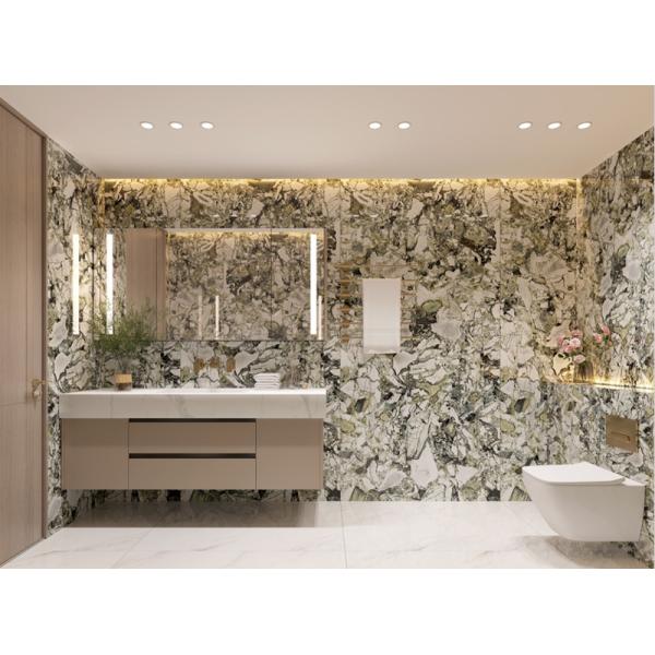 Sleek Stainless Steel Bathroom Vanity Cabinet White Quartz Top Gold Faucets And Square Mirror