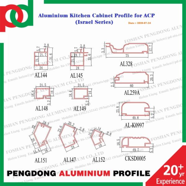 Israel Libya 6063 T3 Aluminium Kitchen Profile Wooden Color