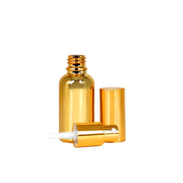 Empty Electroplating Gold Glass Beautiful Perfume Bottles With Sprayer Pump