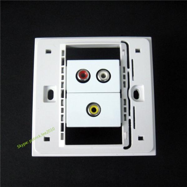 Professional Wall Socket RCA Audio Video Panel ABS Material White Color For Plugs