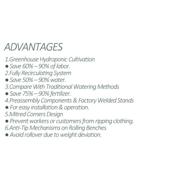 Дополнительное оборудование для теплиц растений 4'×8' 4'×10' Ebb And Flow Rolling Bench