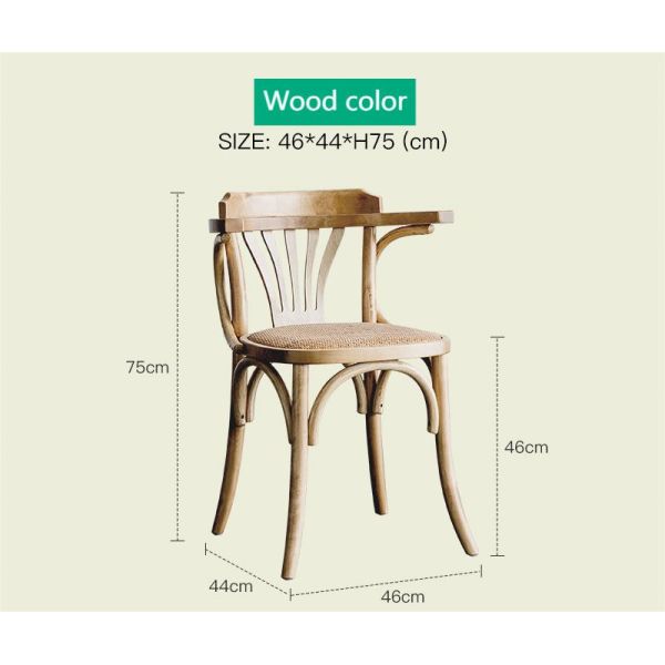 Simple Household Armrest Dining Chair Small Apartment Nordic Retro Backrest Leisure Rattan Dining Chair