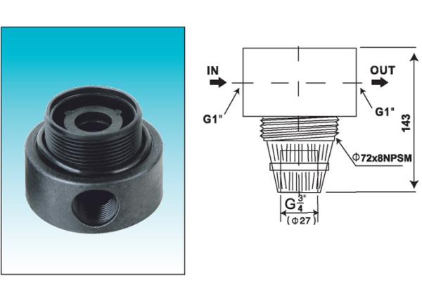 Downflow filter FRP Pressure Tanks Head 2.5  NPSM inlet / outlet