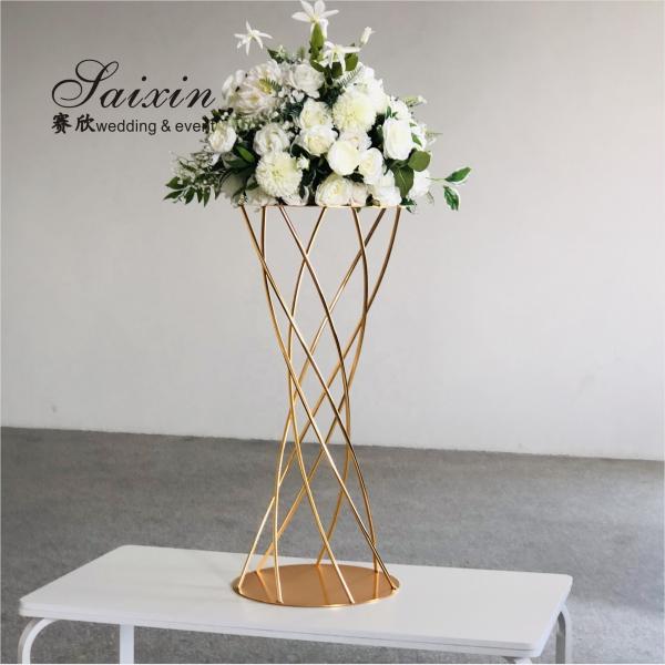 ZT-406 venda quente arranjo de flores de ouro de metal está para decoração de mesa de casamento