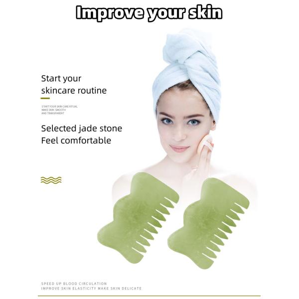Customized Logo Availabled M Shape Jade Gua Sha Stone Head Massager for Hair Health Care and Scalp Massage in Salon Beauty