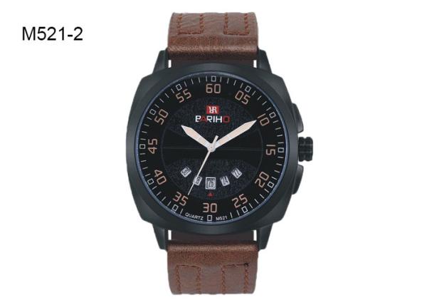 BARIHO Men's Quartz Watch Black And White Dial Leather Band Wrist Watch M521