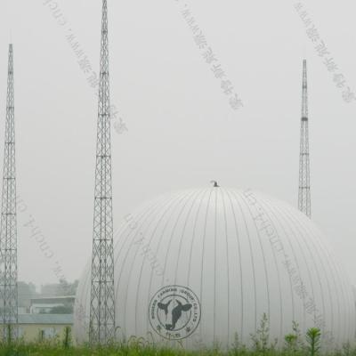 Récipient à biogas à double membrane à structure à support d'air sphérique