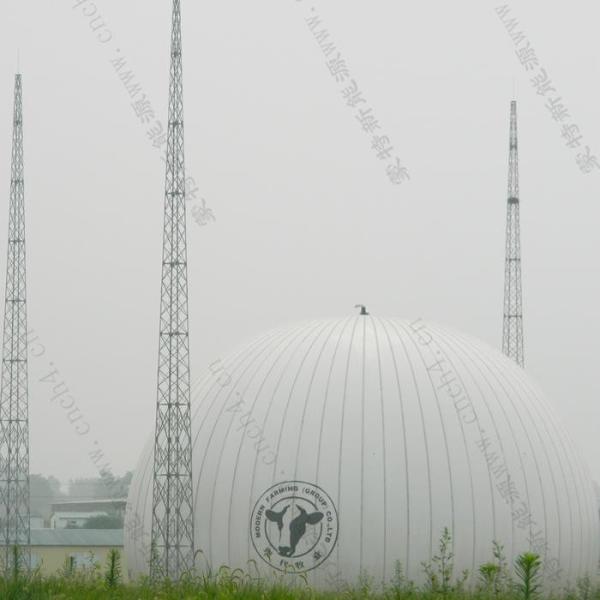 Récipient à biogas à double membrane à structure à support d'air sphérique