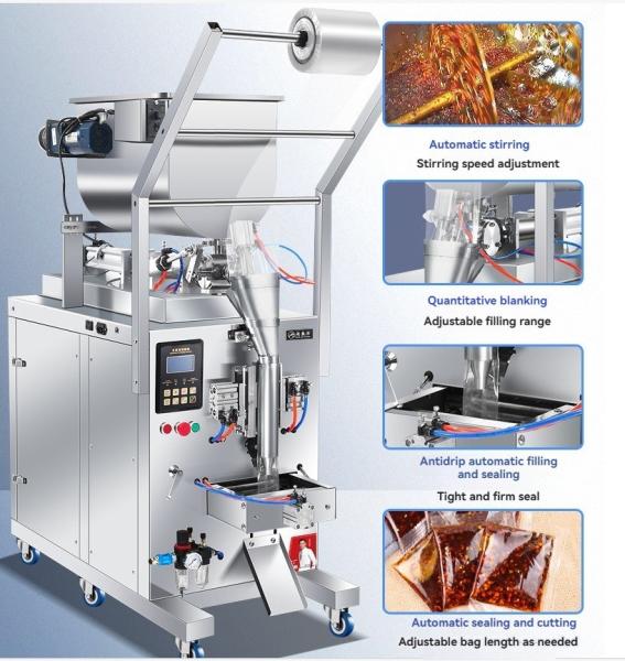 PLC Automatic Liquid Food Packaging Machine For Soy Sauce Batch Filling Wrapping