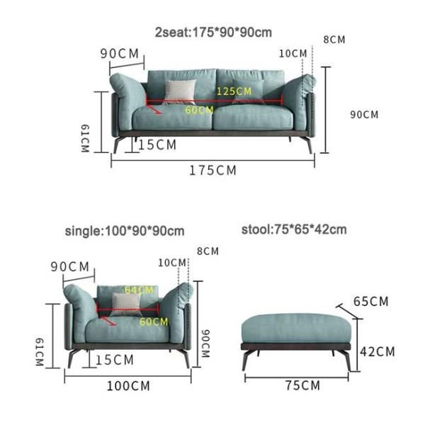 Sofás seccionales verdes del sofá del salón del estilo de los muebles europeos de la sala de estar