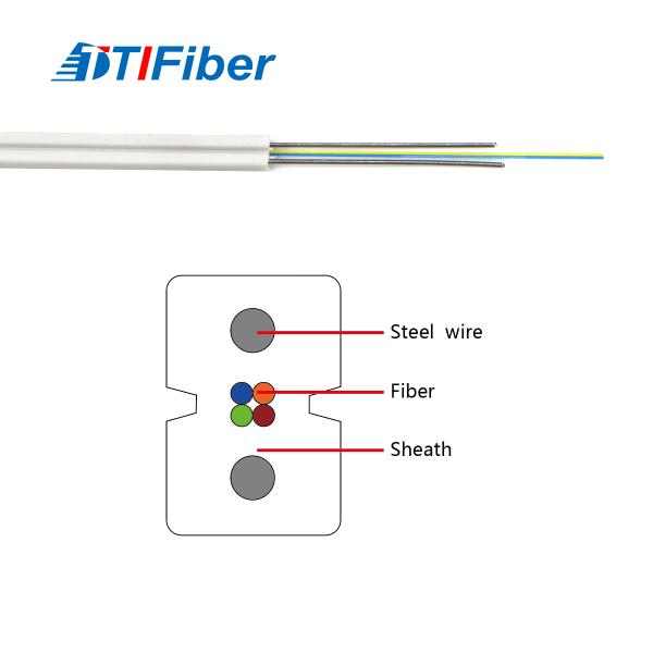 Крытый одиночный кабель падения режима GJXH FTTH плоский с G657A1 G657A2