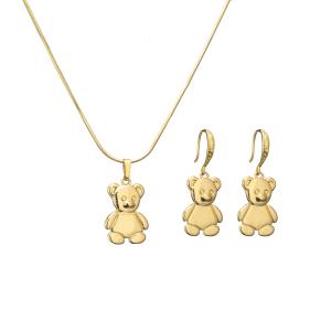 O urso S925 Sterling Silver Jewelry Gold Plated lustroso oscila brincos e grupo