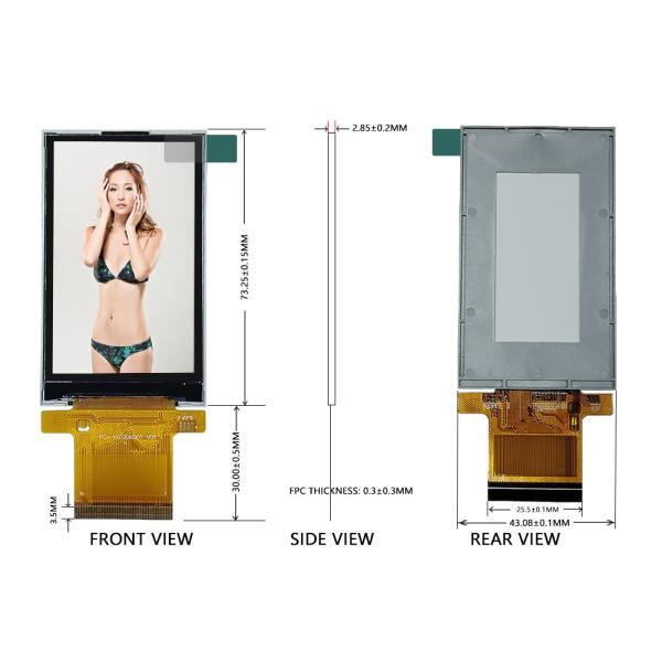 3.0 Inch Sunlight Readable Semi Transparent Semi Reflective TFT LCD With 240 * 400 Resolution And Multiple Interfaces