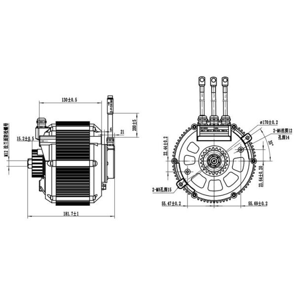 Faible fluctuation de couple 5kW PMSM pour moto électrique