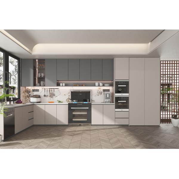 Set Indoor Kitchen Cabinets Gloss L Shaped Modern Modular Price Gray  Furniture