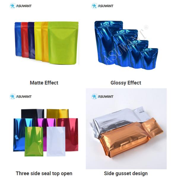Glod Metallic Small Plastic Sachets Zipper Aluminum Foil Packaging Bags