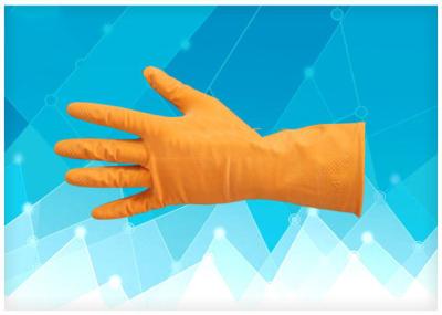 Orange Color Latex Exam Gloves , Dip Flock - Lined Style Non Powdered Gloves