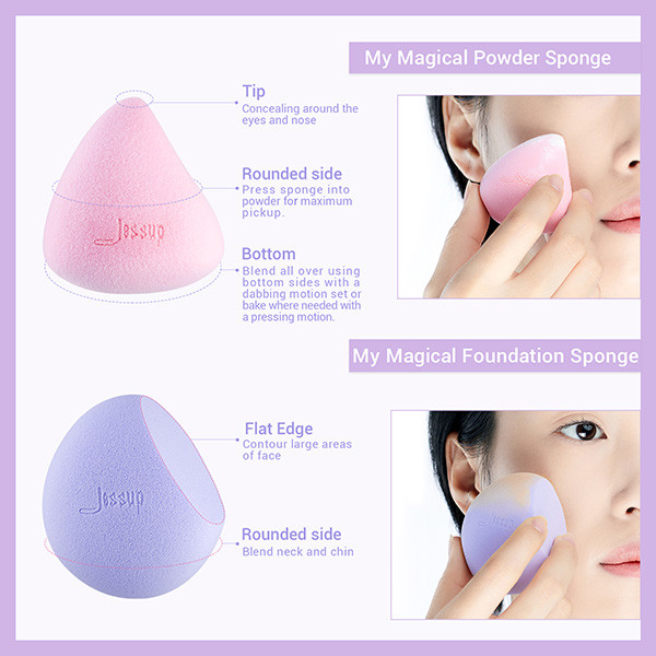 Latex Free Jessup 5pcs Beauty Blender Makeup Puff Sponge