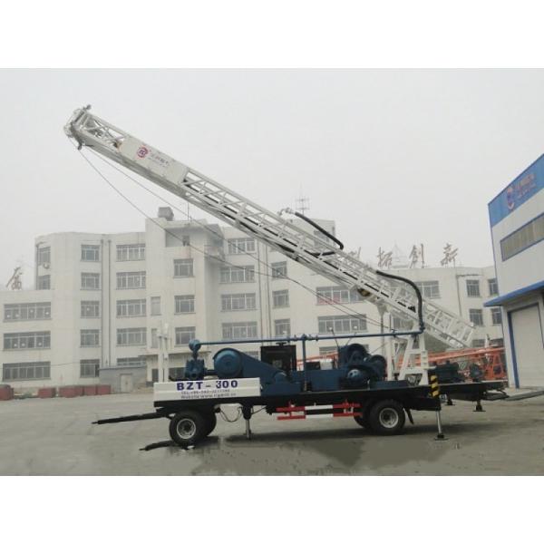 97KW Diesel Pile Drilling Machine , 300m depth Trailer Mounted Water Well Drilling Rig