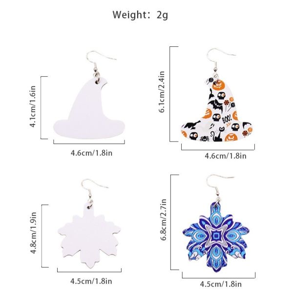 Double-Sided Blank Leather Sublimated Earrings PU Material Earring Pendants DIY Jewelry