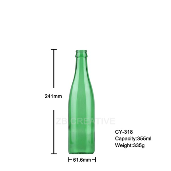 355ml Amber Flint Beer Glass Bottle Crown Cap Craft Brew Container 335g CY-318