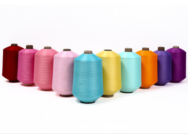 Flame - Retardant Black HIM / SIM dyed polyester yarn 300D / 96F For Weaving