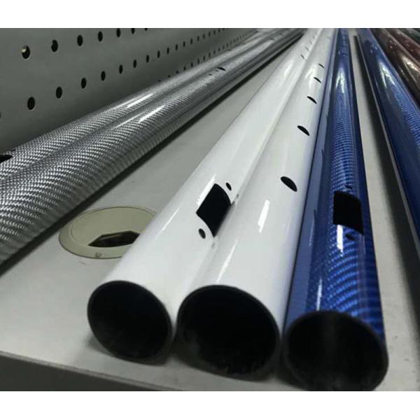 Twill Weave Carbon Fiber Rods And Tubes , Shinning 3K Carbon Fiber Tube