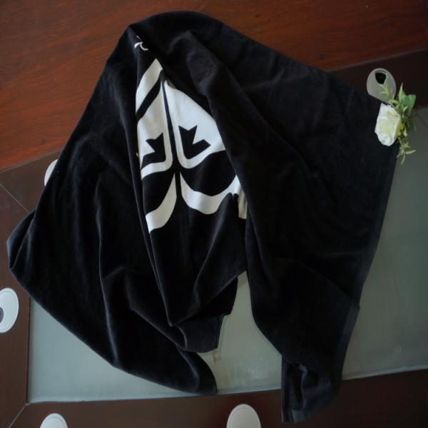 Dark Black Customized Jacquard Reactive Printing Cotton Towel