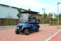 2 + 2 places basse clé de luxe bleu chariot de golf électrique avec haute puissance 14 pouces pneus hors route pour diverses scènes telles que les montagnes et les plages