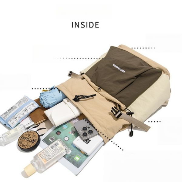 Colefa Reducing Burden Dopa-mine Color Blocking Travel Large Capacity Lightweight Commuting Leisure New Drawstring Backpack