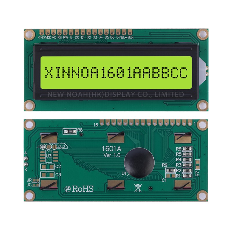 Yellow Green Film 1601A Character LCD Screen 16 PIN Controller ST7066 1.5 Inches  Multi Font Character Screen
