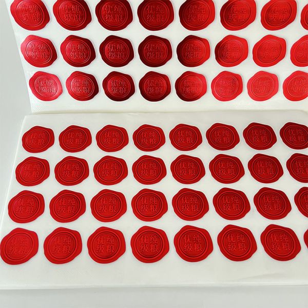 Custom Design Die Cut Circle Red Embossed Sticker Labels Luxury Self-adhesive Jar Bottle Seal Labels Sheet With Embossed Logo
