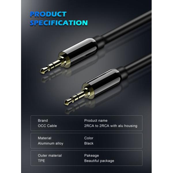3.5mm Auxiliary Audio Cable Male To Male 10ft 3m Hi-Fi Sound Long Aux Cord For Car