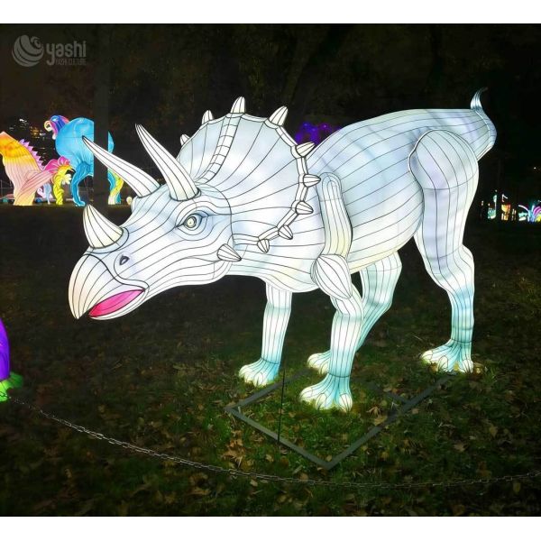 Realistic Giant Dinosaur Lantern Sculpture for Outdoor Jurassic Theme Park Decoration, Waterproof Lighting